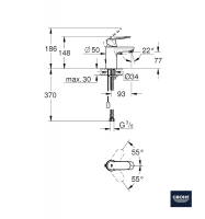 MEDIDAS MONOMANDO LAVABO EUROSMART COSMOPOLITAN GROHE